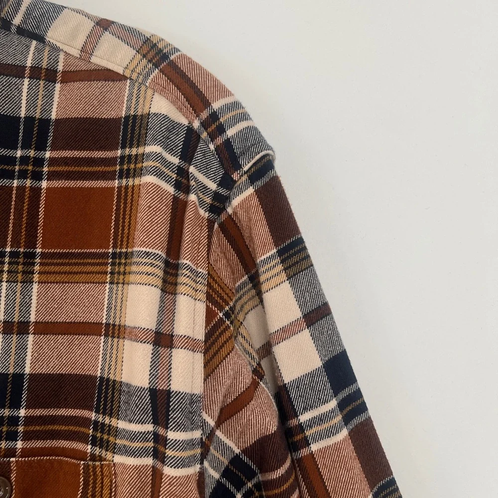 Plaid Men's Shirt in Brown and White - Picture 4 of 5